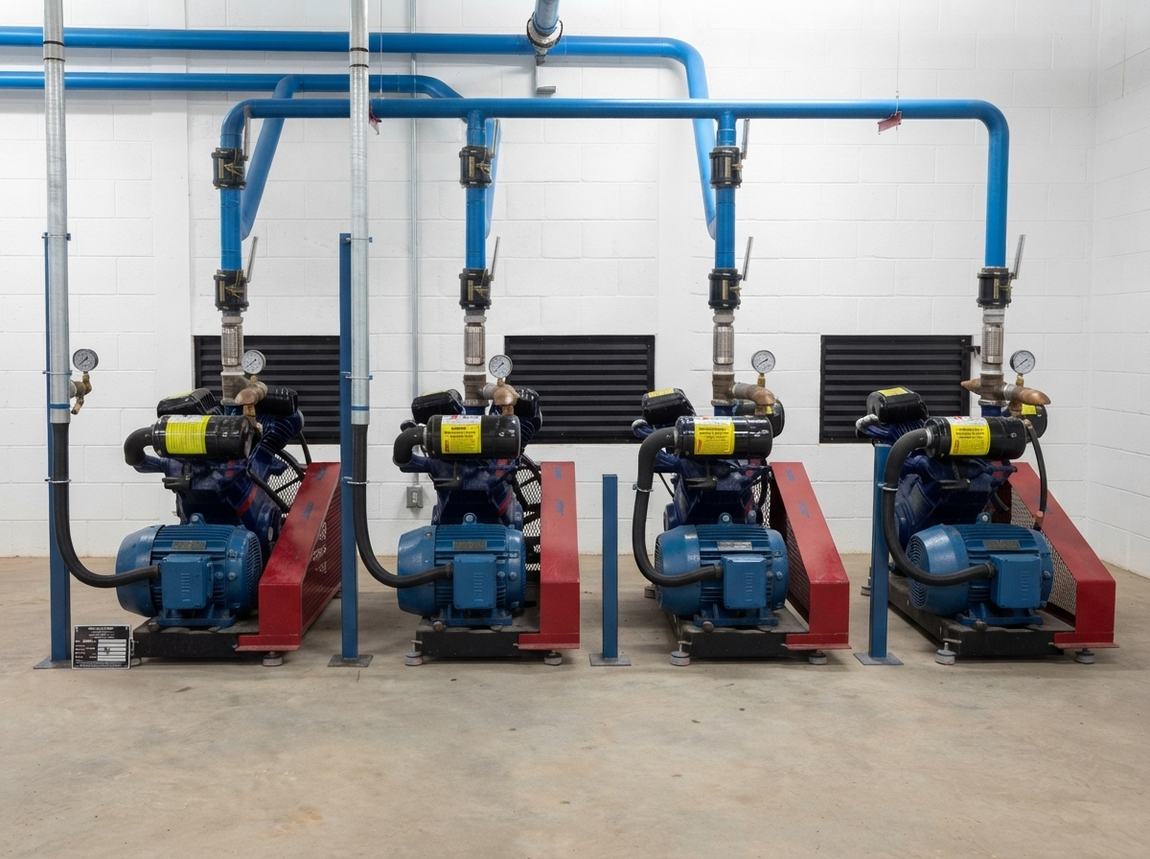 Compressores estacionários HD9-E instalados em sala de máquinas